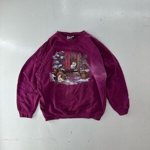 Northern Reflections Men's Burgundy Sweater with Winter Scene